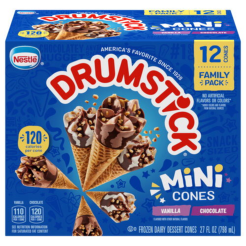 Drumstick Vanilla/Chocolate Mini Frozen Dairy Dessert Cones Image 1 of 6