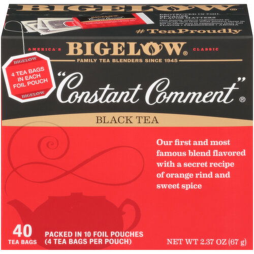 Bigelow Bigelow Constant Comment Black Tea 40 TB, 40 tea bags packed in 10 foil pouches (4 tea bags per pouch)