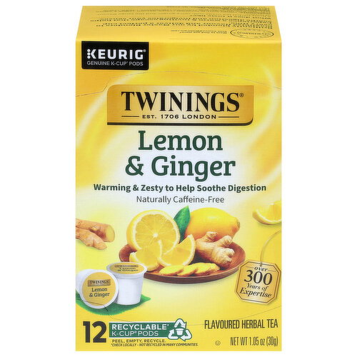 Twinings K-Cup Pods Lemon & Ginger Herbal Tea