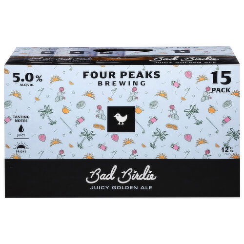 Four Peaks Brewing Beer, Juicy Golden Ale, Bad Birdie, 15 Pack