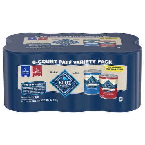 Blue Buffalo Adult Adult Chicken Dinners/Beef Dinners Dog Food Variety Pack