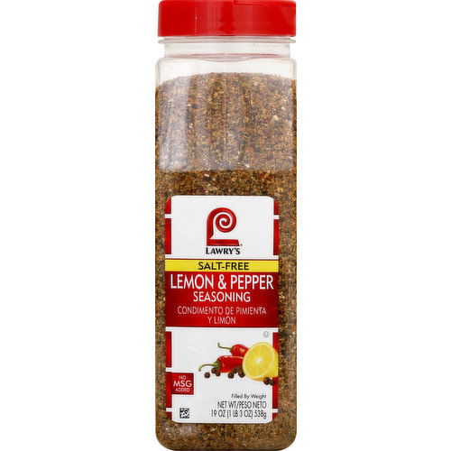 Lawrys Seasoning, Salt-Free, Lemon & Pepper