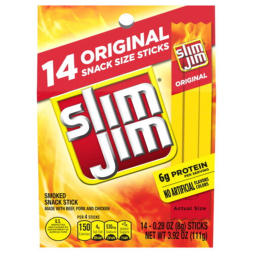 Slim Jim Original Snack Size Smoked Snack Stick Image 1 of 6