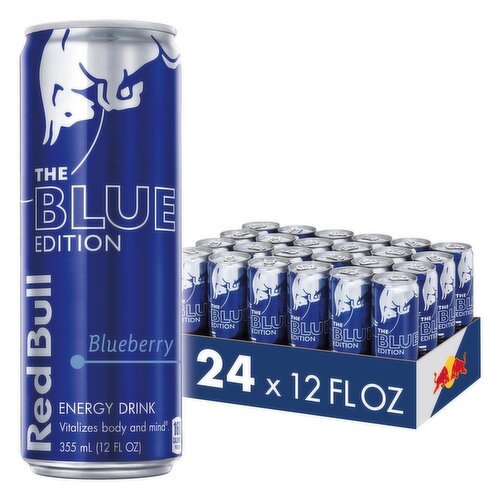 Red Bull Blue Edition Energy Drink, Blueberry, with 114mg Caffeine plus Taurine & B Vitamins, 12 Fl Oz