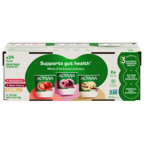 Activia 1.5% Milkfat Low Fat Strawberry/Black Cherry/Vanilla Yogurt