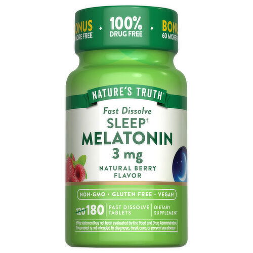 Nature's Truth Fast Dissolve Sleep Tablets Natural Berry Flavor 3 mg Melatonin