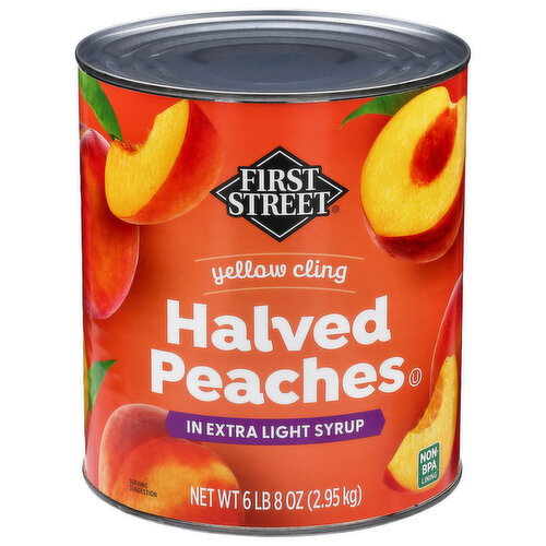 First Street Yellow Cling Halved Peaches in Extra Light Syrup Image 1 of 6