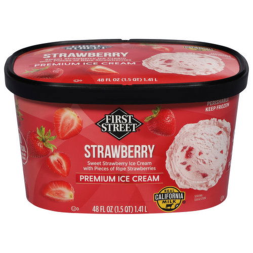 First Street Ice Cream, Premium, Strawberry