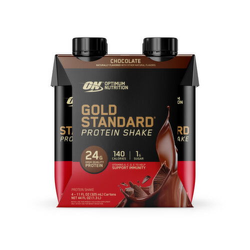 Optimum Nutrition Gold Standard Chocolate Protein Shake, 4 Count
