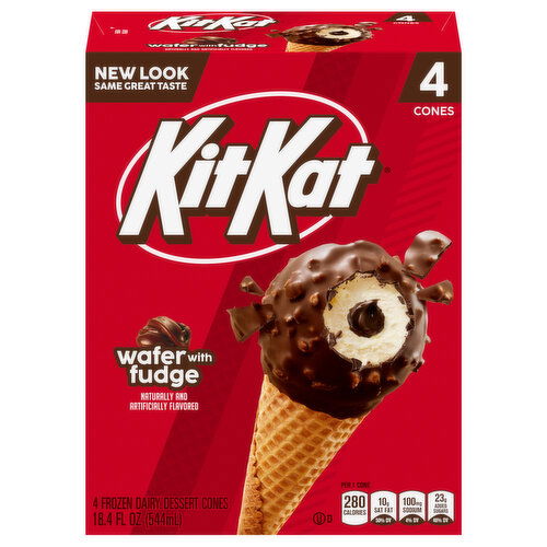 Kit Kat Water with Fudge Frozen Dairy Dessert Cones