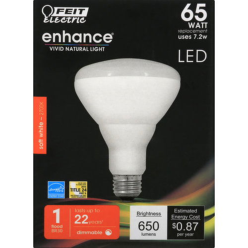 Feit Electric Light Bulb, LED, Soft White, 7.2 Watts