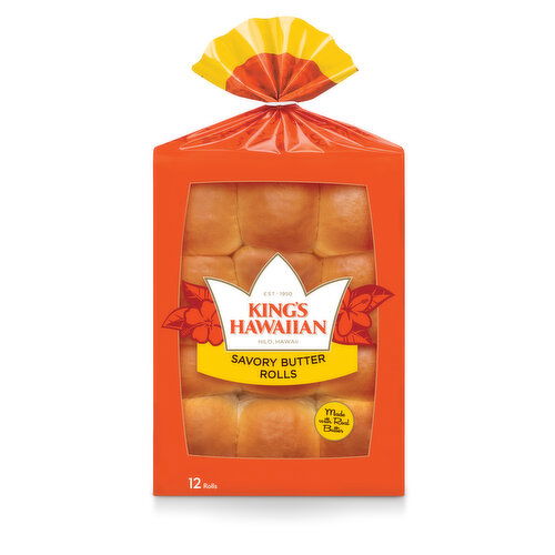 Kings Hawaiian Savory Butter Rolls, 12 Count