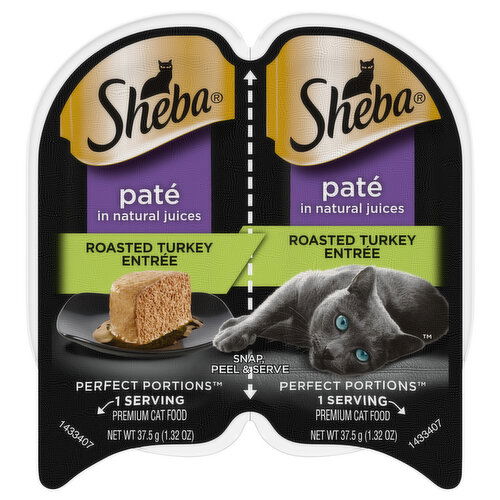 Sheba Cat Food, Premium, Turkey Entree, Pate in Natural Juices