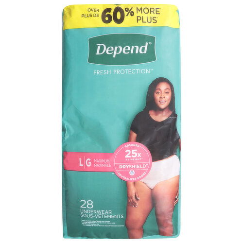 Depend Underwear, Maximum, Large