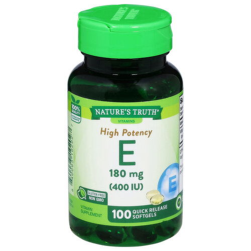 Nature's Truth Vitamin E, High Potency, 180 mg, Quick Release Softgels