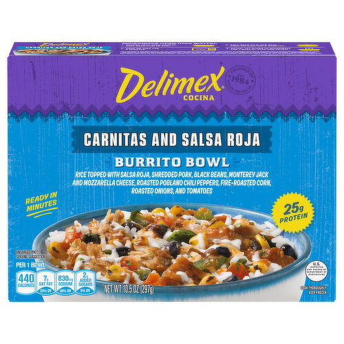 Delimex Carnitas & Salsa Roja Burrito Bowl Image 1 of 6