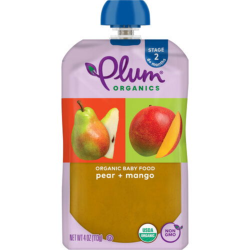 Plum Organics Stage 2 Organic Baby Food Pear + Mango