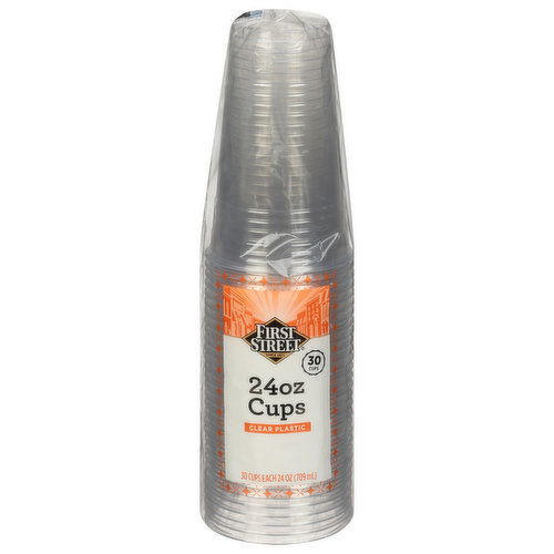 First Street Cups, Clear Plastic, 24 Ounce