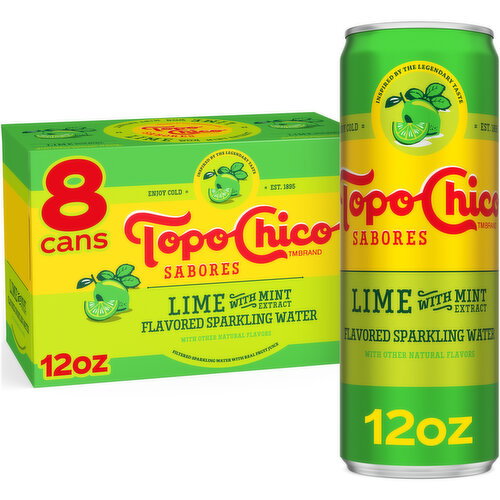 Topo Chico Sabores Lime with Mint Extract Sparkling Water Cans