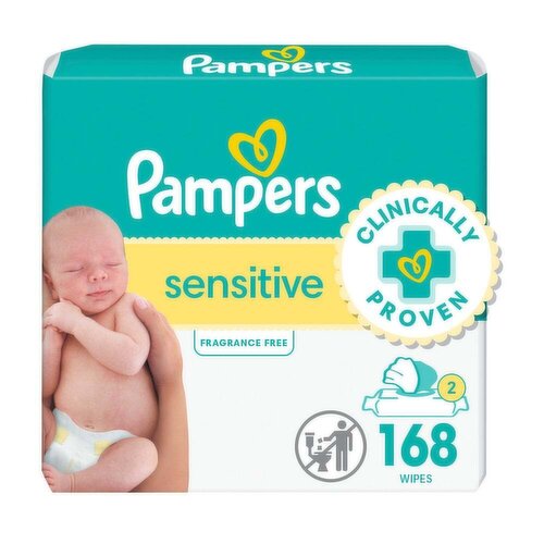 Pampers Baby Wipes Perfume Free 2X Pop-Top Packs 168 Count