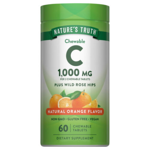 Nature's Truth Chewable Tablets Natural Orange Flavor 1000 mg Vitamin C Image 1 of 9