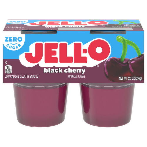 Jell-O Zero Sugar Low Calorie Black Cherry Gelatin Snacks