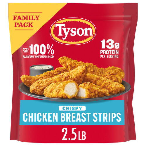 Tyson Frozen Crispy Chicken Breast Strips Family Pack
