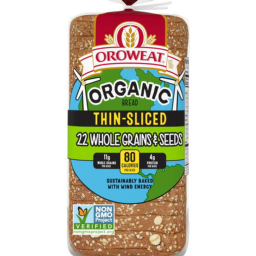 Oroweat Organic 22 Whole Grains & Seeds Thin Sliced Bread, 20 oz