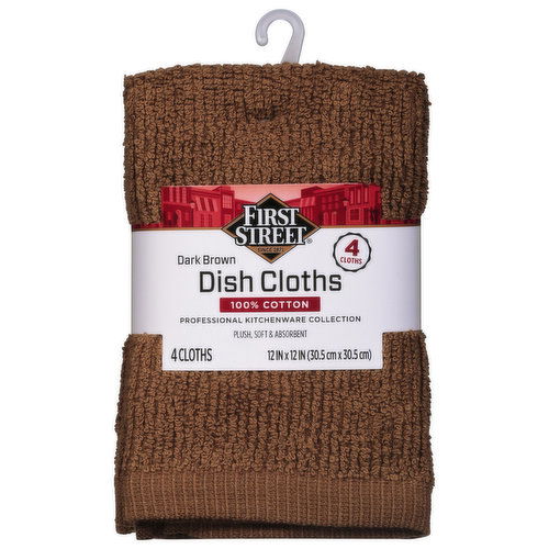 First Street Dish Cloths, Dark Brown