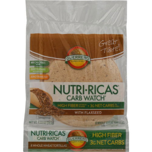 Guerrero Tortillas, Whole Wheat, Carb Watch