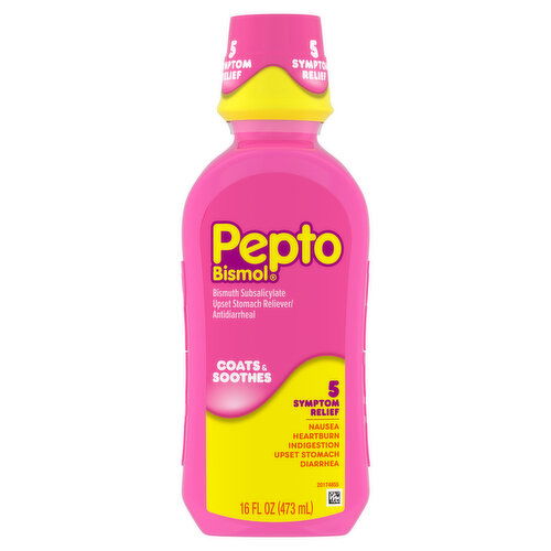 Pepto-Bismol Liquid, Nausea, Upset Stomach & Diarrhea Relief, Over-the-Counter Medicine, 16 Oz