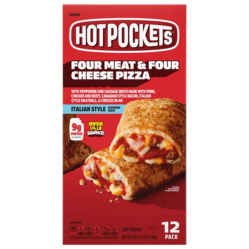 Hot Pockets Italian Style Seasoned Crust Four Meat & Four Cheese Pizza Sandwiches