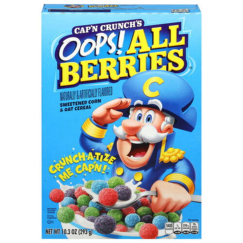 Cap'n Crunch's Cereal, Sweetened Corn & Oat, Oops! All Berries