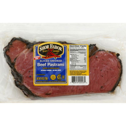 Shor Habor Pastrami, Beef, Smoked, Sliced