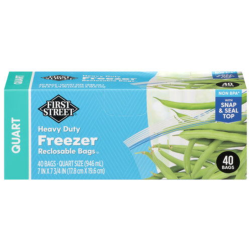 First Street Quart Heavy Duty Freezer Reclosable Bags