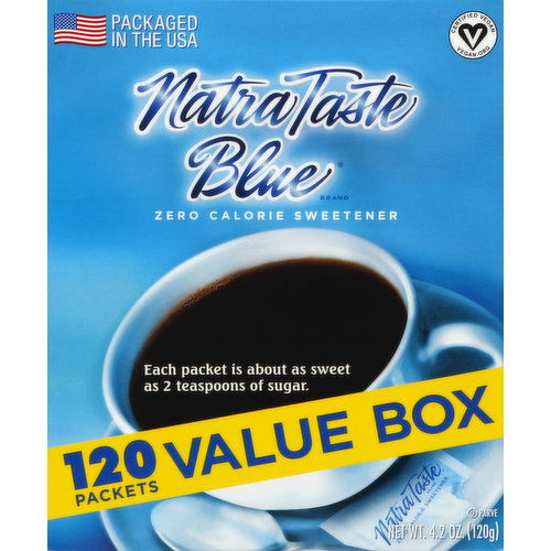 Natra Taste Blue Sweetener, Zero Calorie, Packets, Value Box