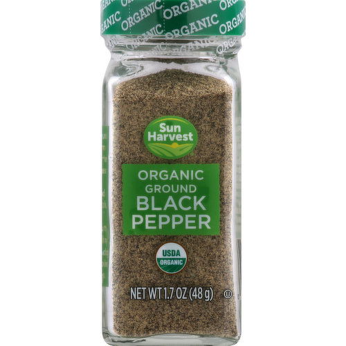 Sun Harvest Black Pepper, Organic, Ground