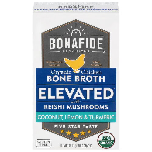 Bonafide Provisions Organic Chicken Coconut, Lemon & Turmeric Bone Broth with Reishi Mushrooms Image 1 of 6