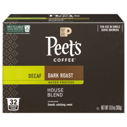 Peet's Coffee Decaf Coffee Pods Dark Roast House Blend Coffee