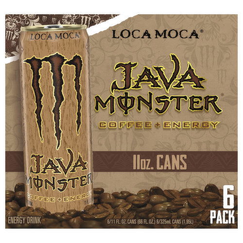 Java Monster Energy Drink, Loca Moca, Coffee + Energy, 6 Pack