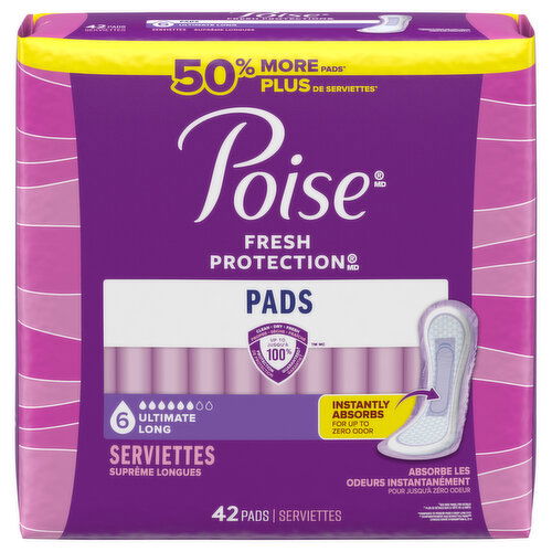 Poise Ultmt Absorb Pad Long Length
