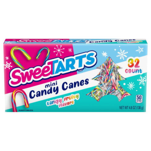 Sweetarts Candy Canes, Tangy Fruity Flavors, Mini