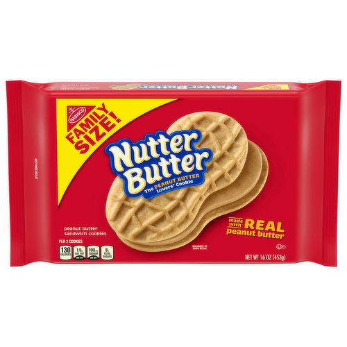 Nutter Butter Sandwich Cookies, Peanut Butter, Family Size