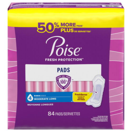 Poise Pads, Moderate, Long