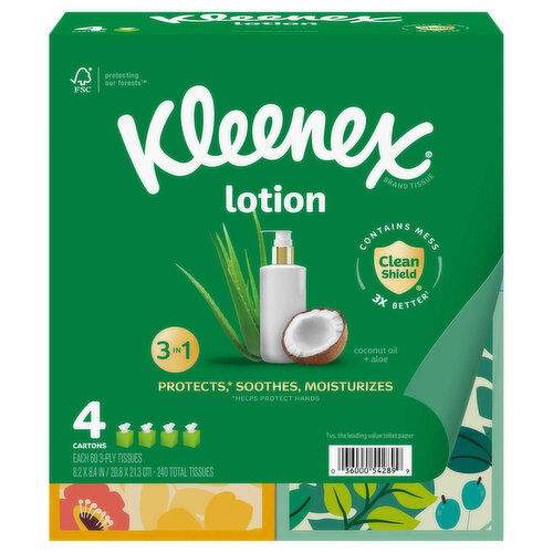 Kleenex 3-Ply 3 in 1 Coconut + Aloe Tissues