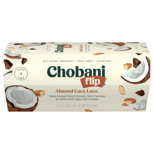 Chobani Yogurt, Almond Coco Loco, Greek, Value 4 Pack