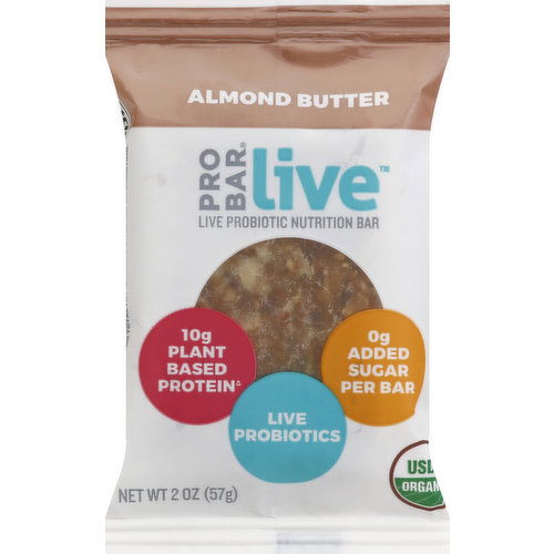 PROBAR Nutrition Bar, Live Probiotic, Almond Butter