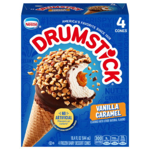 Drumstick Vanilla Caramel Frozen Dairy Dessert Cones