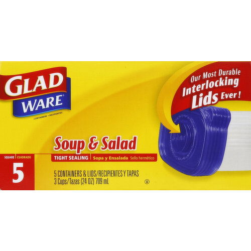 Glad Containers & Lids, Soup & Salad, 3 Cups