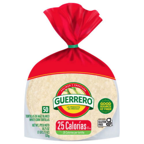 Guerrero Tortillas, White Corn, 25 Calories